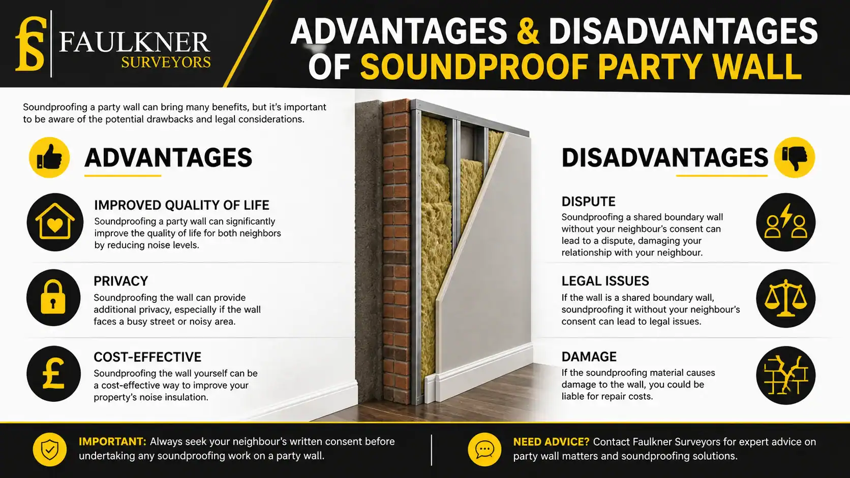 Can you soundproof a Party wall? 2 Advantages and Disadvantages of Soundproof Party Wall Peckham
